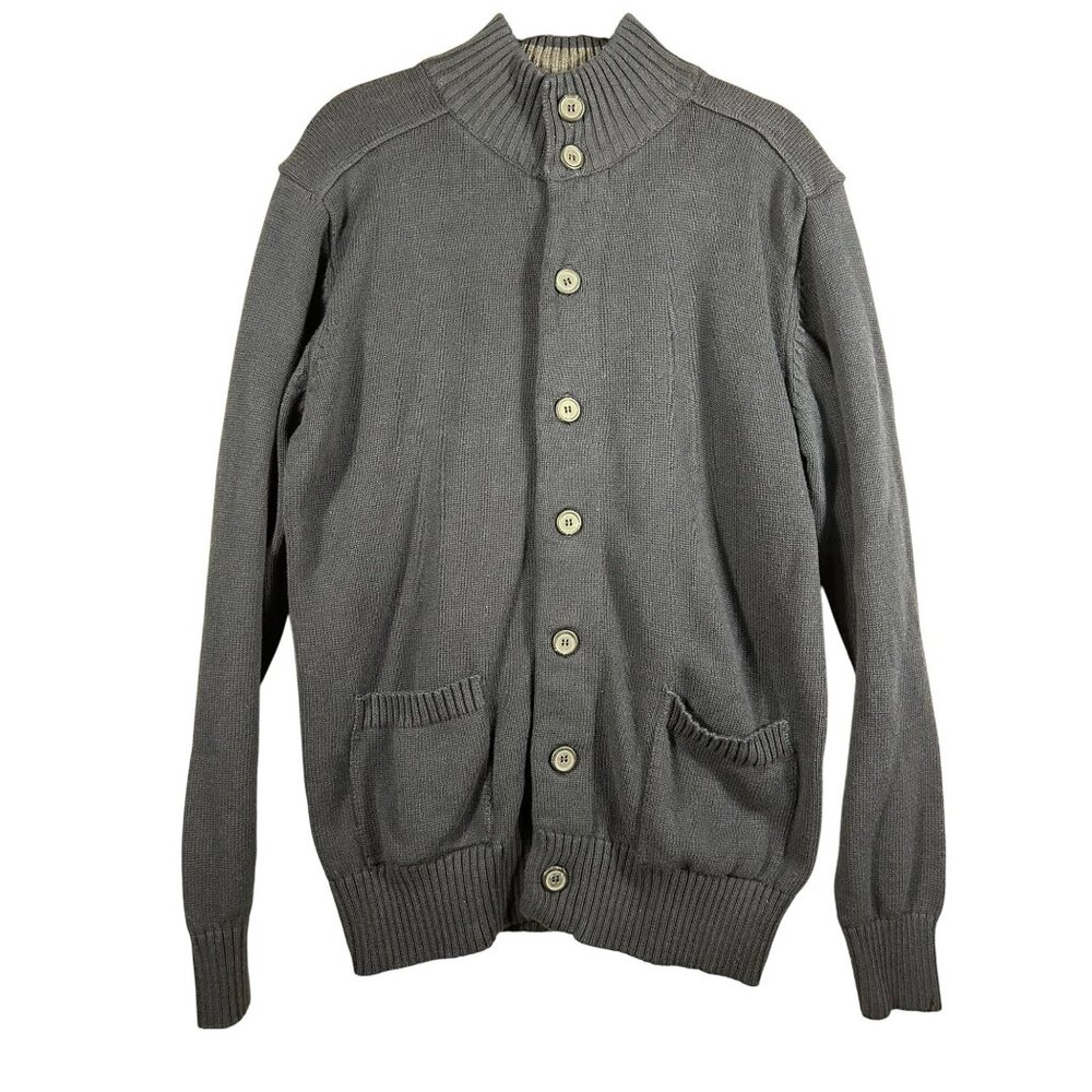 Vintage Mens L Navy Cardigan Sweater Oscar De La Renta Grandpa Core Kurt Cobain